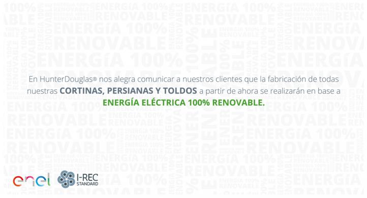 Energía renovable en la producción de nuestros productos